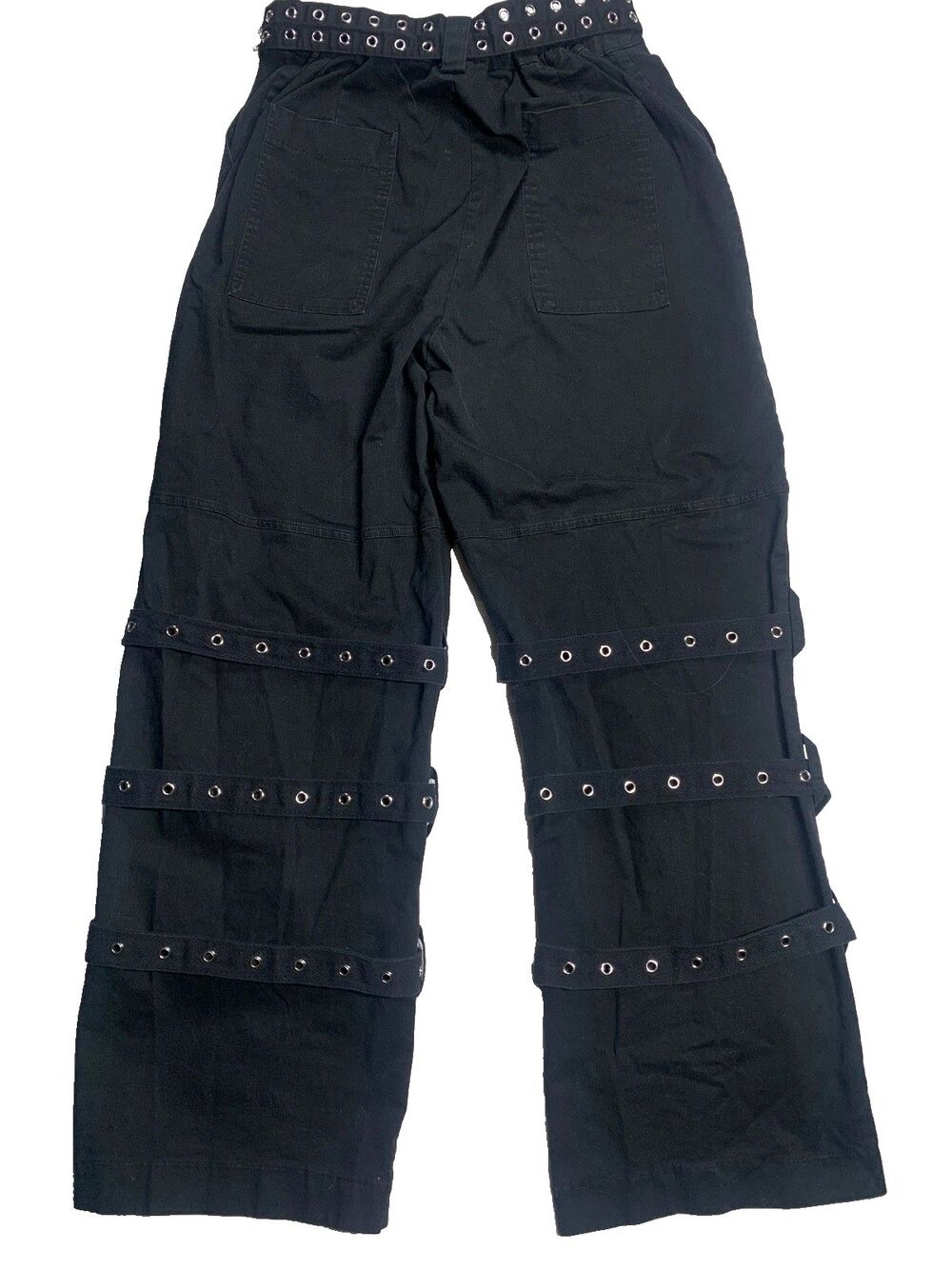 Current Mood Dolls Kill Black Wide Leg Buckle Cargo Pants Goth Grunge Size M - Picture 3 of 8